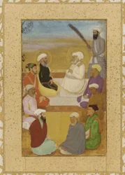 Dara Shikoh com Mian Mir e Mulla Shah, álbum separado folio com pintura, c.1640 (aguarela opaca, tinta e ouro no papel montado no cartão)